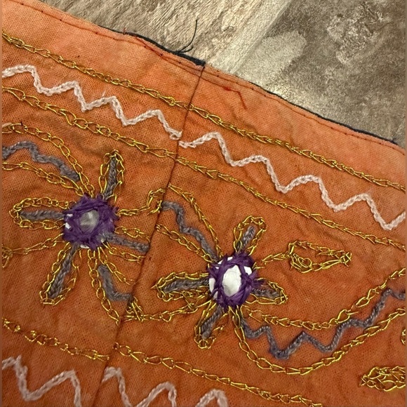 Gold and Orange Midi Pencil Skirt with Embellishments - Picture 3 of 10